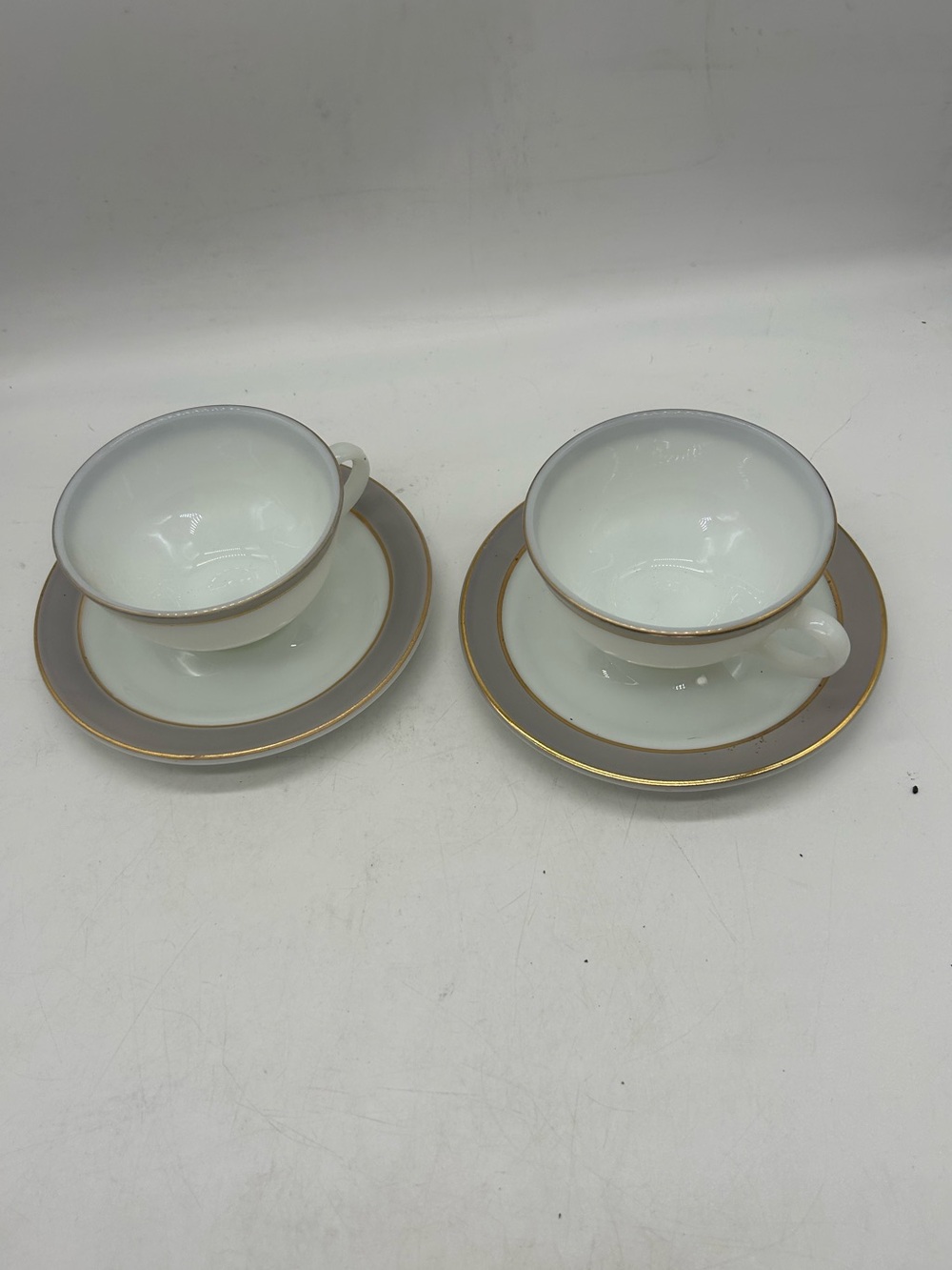Pyrex White Milk-Glass tea cup and saucer x2